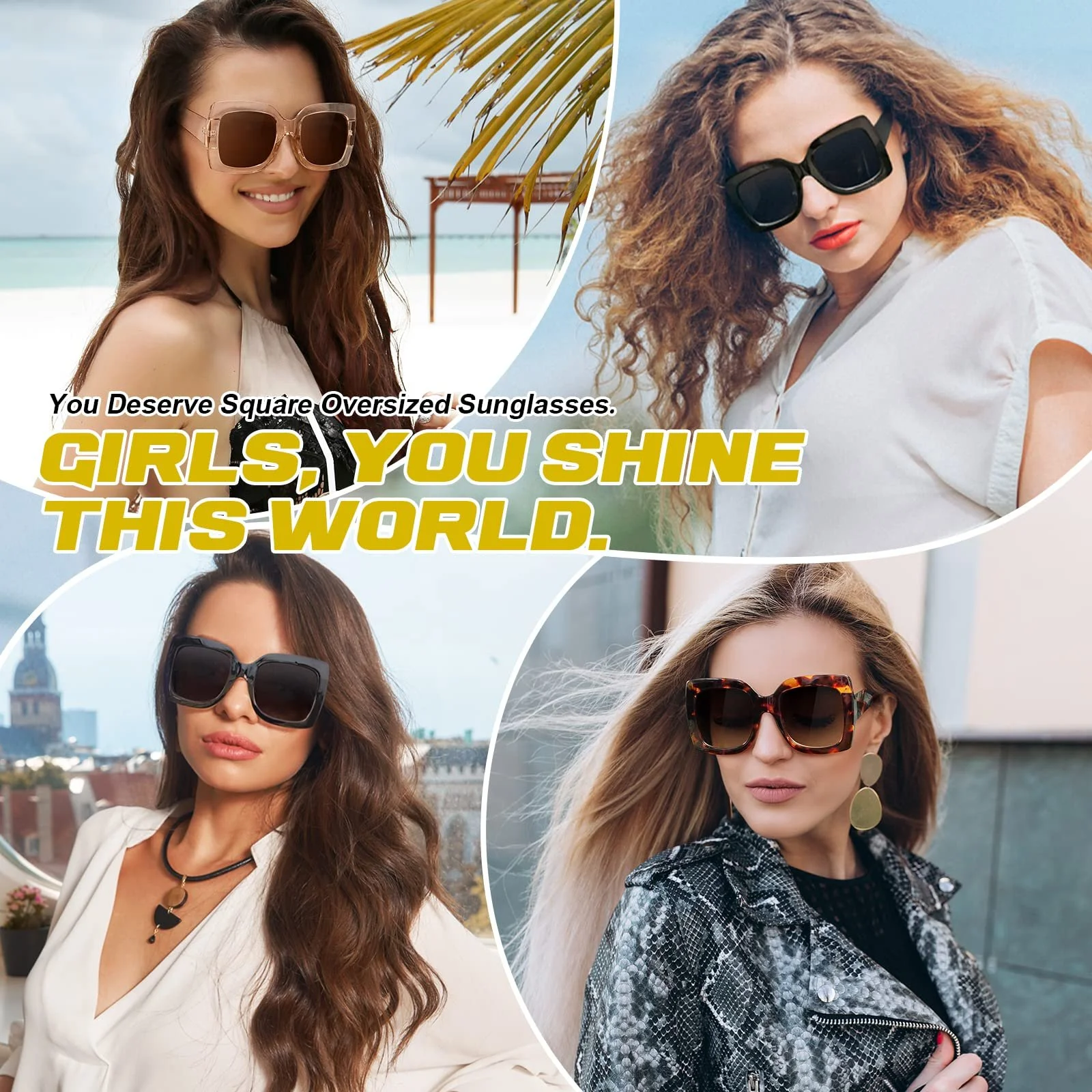 Солнцезащитные очки GQUEEN Oversized Retro Vintage Square UV400, фото №2