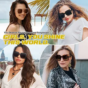 Сонцезахисні окуляри GQUEEN Oversized Retro Vintage Square UV400 synthetic.ua - Фото 1