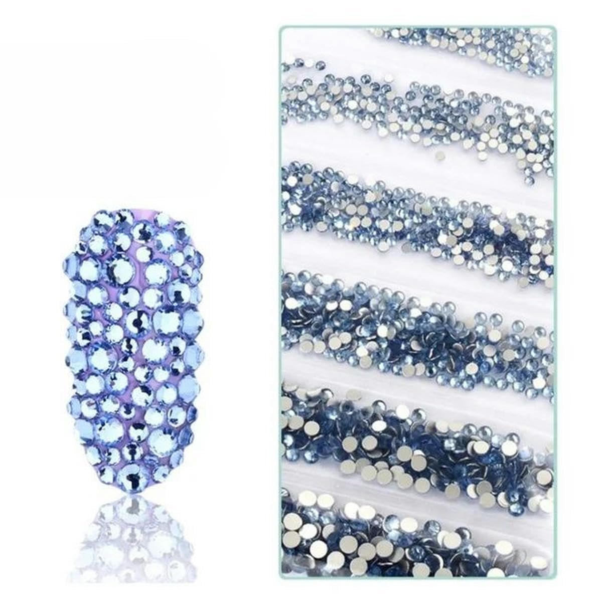 Стразы SS3-SS12 Без HotFix 3D 1440 шт., прозрачный кристалл AB, сапфир, фото №1