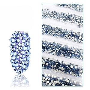 Стразы SS3-SS12 Без HotFix 3D 1440 шт., прозрачный кристалл AB, сапфир - Фото 1