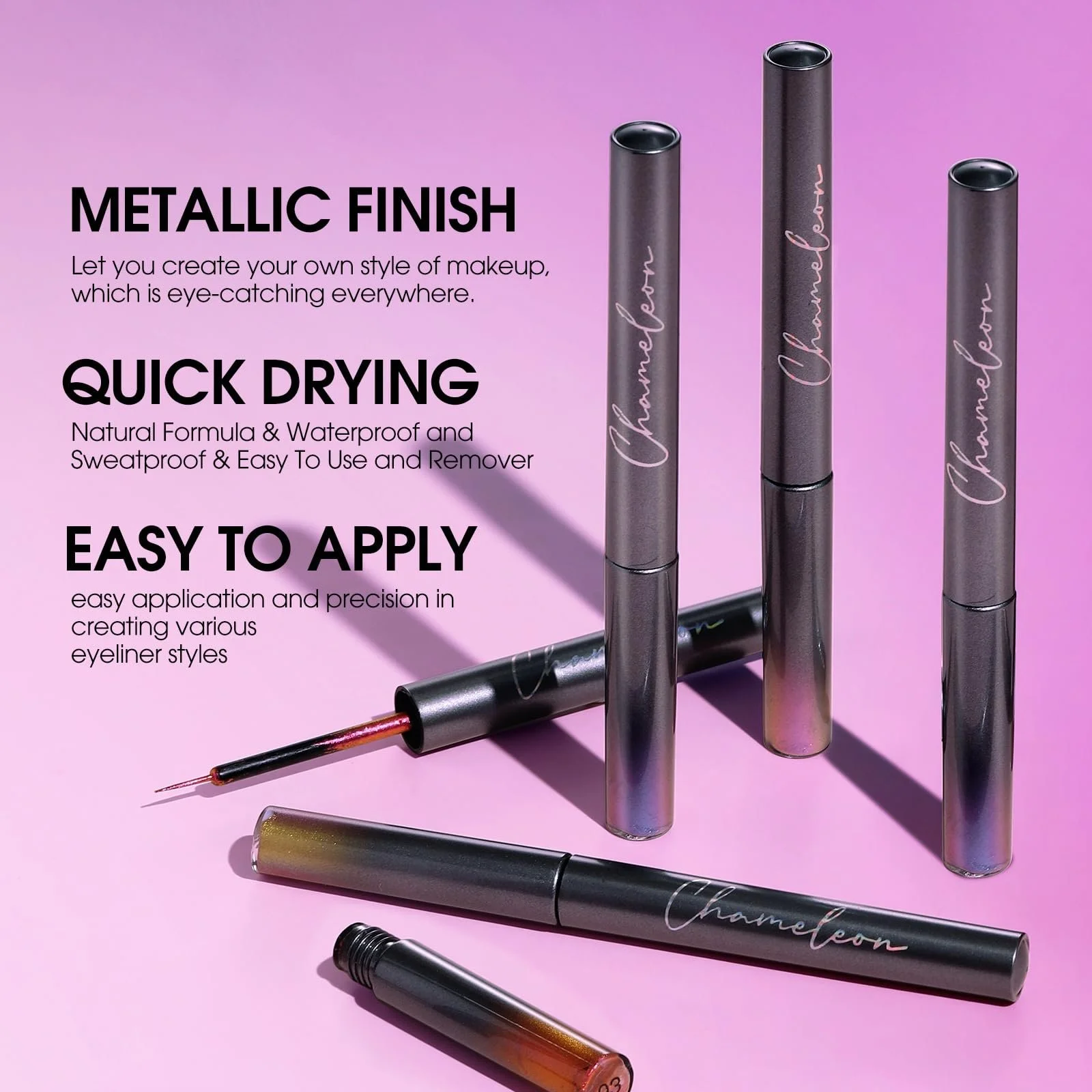 Подводка для глаз Bunt, набор из 6 жидких блестящих, фото №7