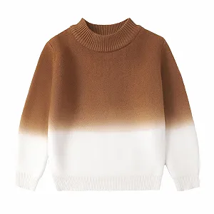 Джемпер детский для мальчиков Длинный рукав Вязаный зимний джемпер с цветовым градиентом Теплый вязаный джемпер Мешковатый детский джемпер Вязаная толстовка Эластичный свитер Удобный длинный рукав Спортивный длинный рукав - Фото 1