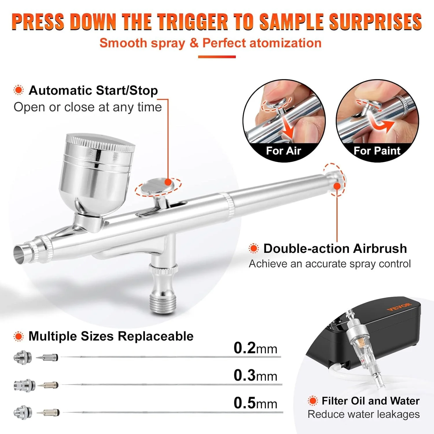 Компресор VEVOR TC-101A з фарбопультом Чорний, фото №5 Компресор VEVOR TC-101A з фарбопультом Чорний, фото №5