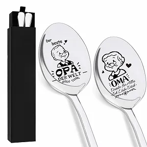 Ложка с гравировкой для бабушки и дедушки, набор 2 шт, нержавеющая сталь - Фото 1