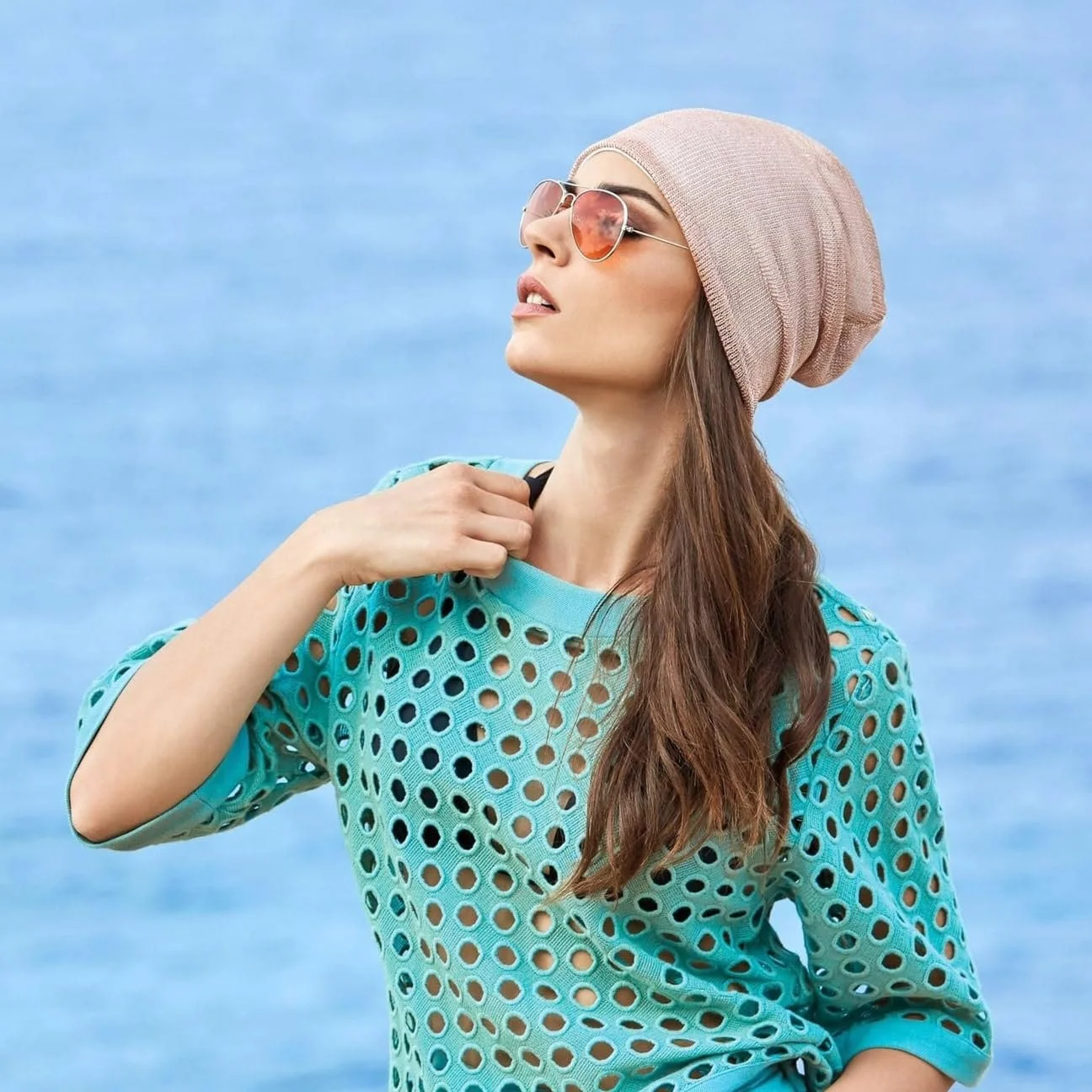 Детская шапка-бини Basic Jersey - Объемная шапка-бини с высоким содержанием хлопка - One Size (приблизительно 50-55 см) - Тканевая шапка с подвернутым краем - Меланжевая шапка - Оливковый, фото №3