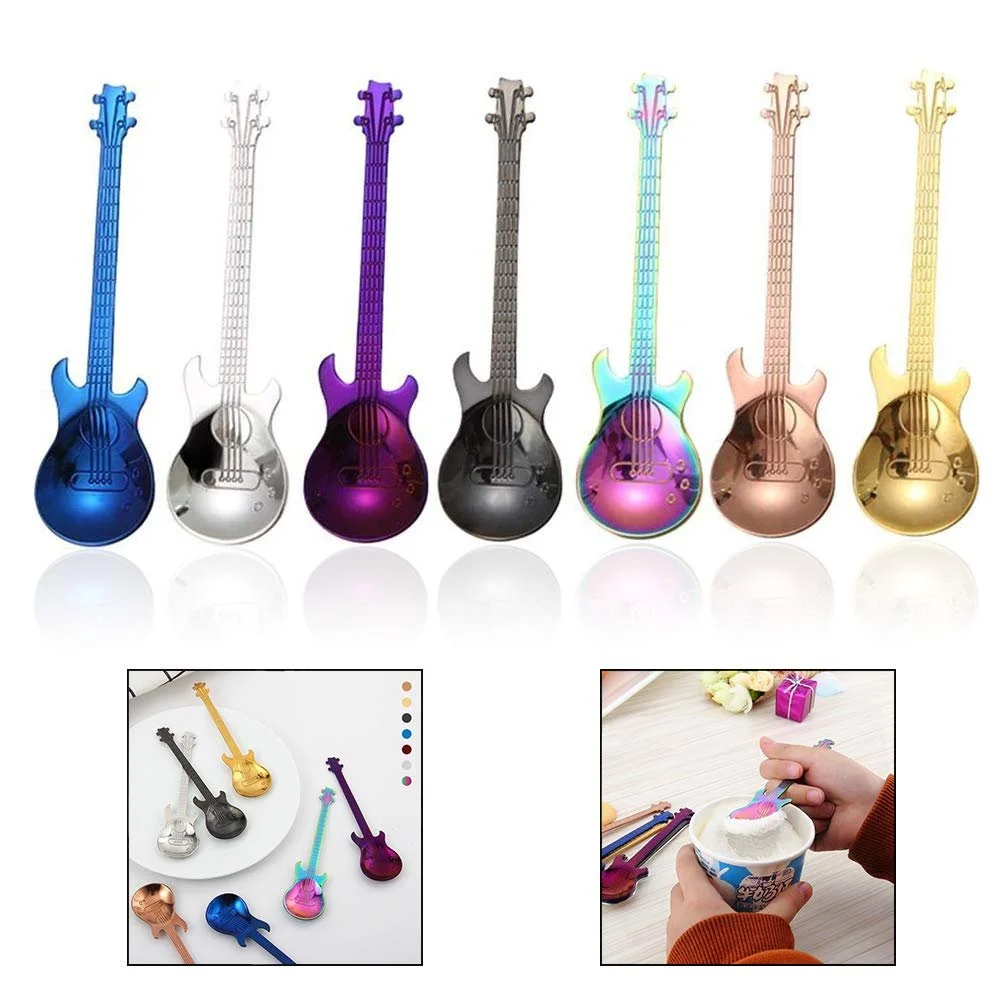 Ложки гітарні, з нержавіючої сталі, з довгою ручкою, для води, чаю, молока, кави, десерту, фото №2