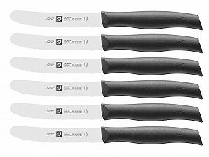 Набір ножів Zwilling, 6 штук, ніж для сніданку, довжина леза: 12 см, спеціальна нержавіюча сталь/пластикова ручка, Twin Grip та набір овочевих ножів 3 штуки, пластик, чорний synthetic.ua - Фото 1