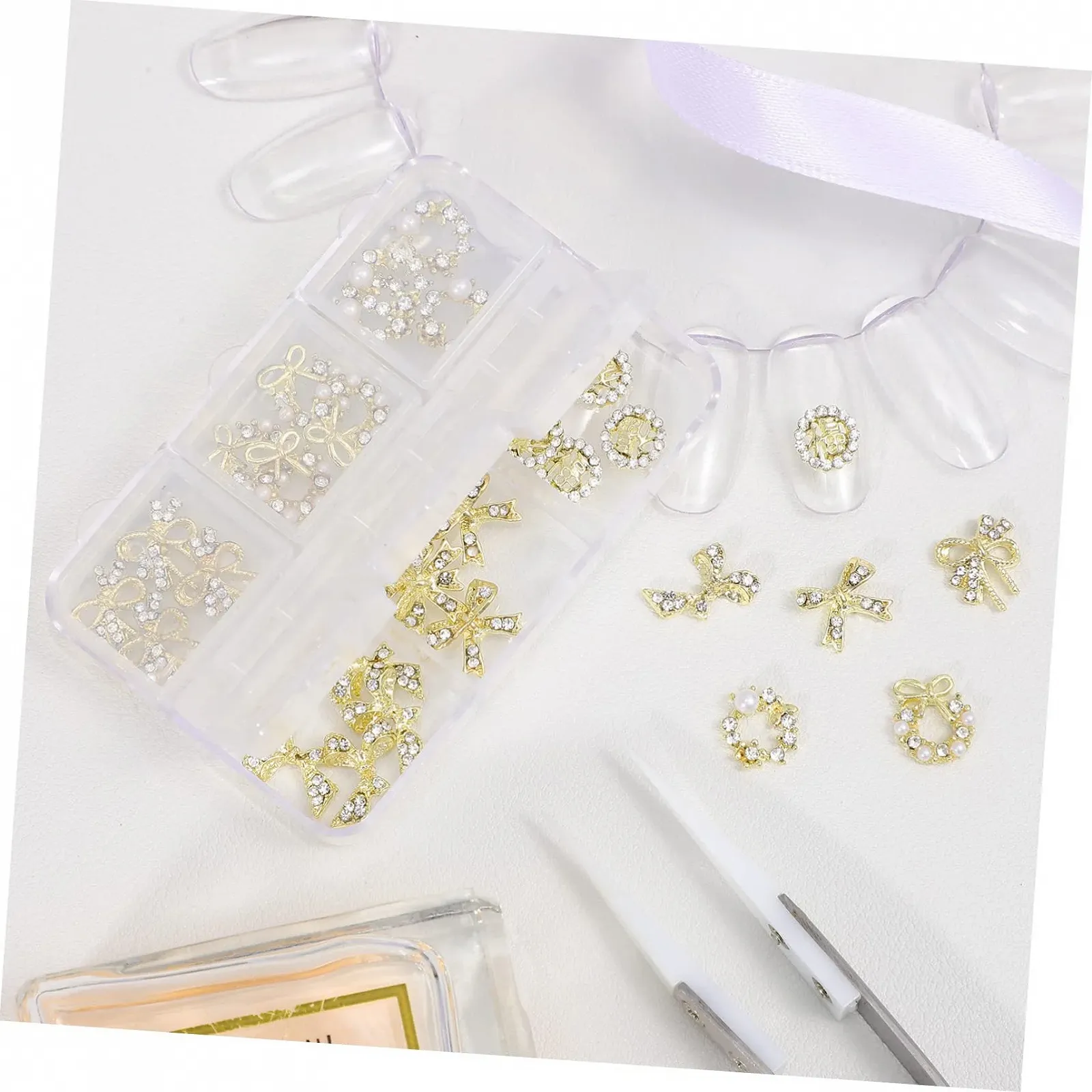 Металлические украшения для ногтей FRCOLOR Набор 4 шт. Универсальные стили Плоская задняя часть Аксессуары для маникюра 120 шт., фото №5