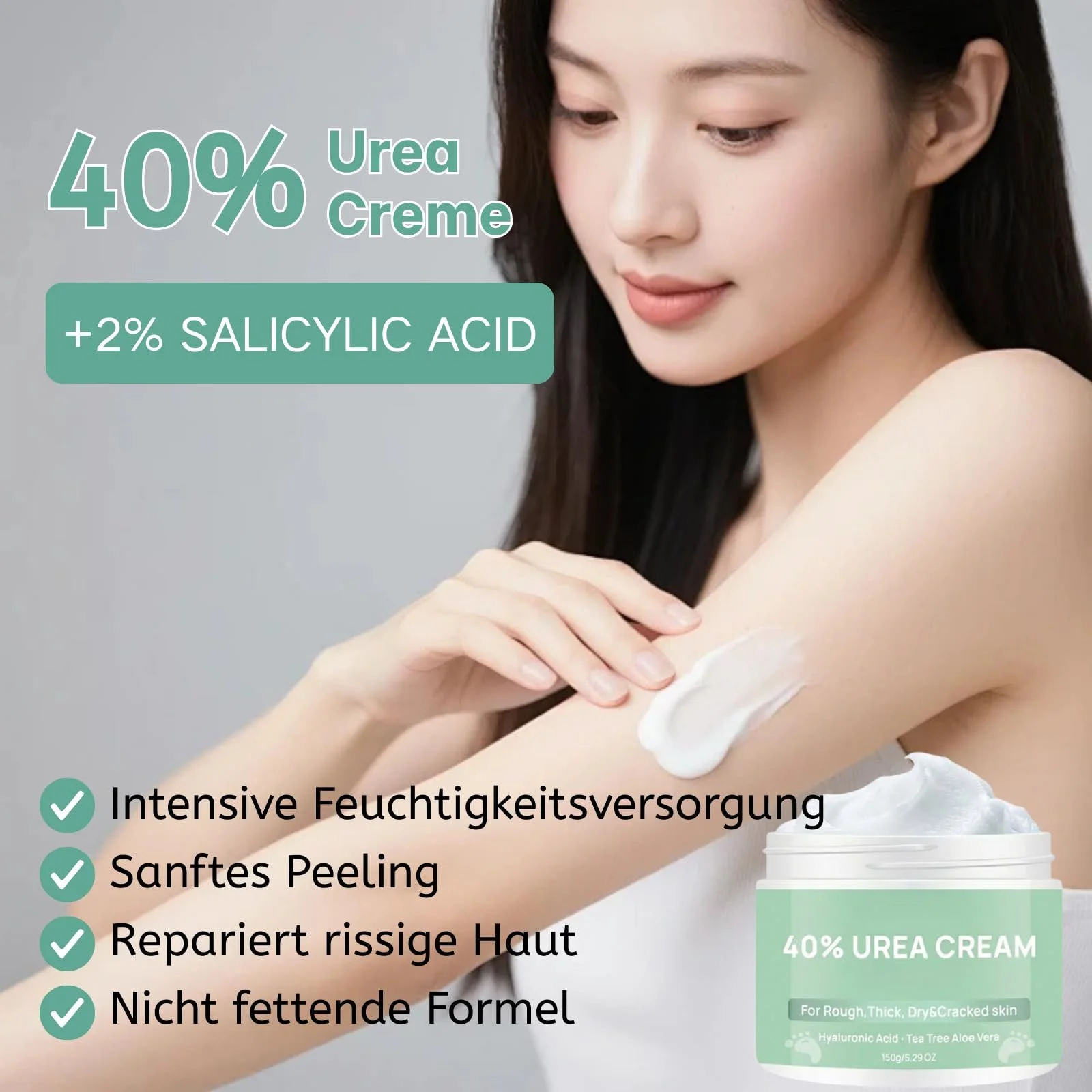 Крем для ног Urea 40 % для очень сухой кожи от мозолей и трещин для рук, пяток, локтей и коленей 150 г, фото №2