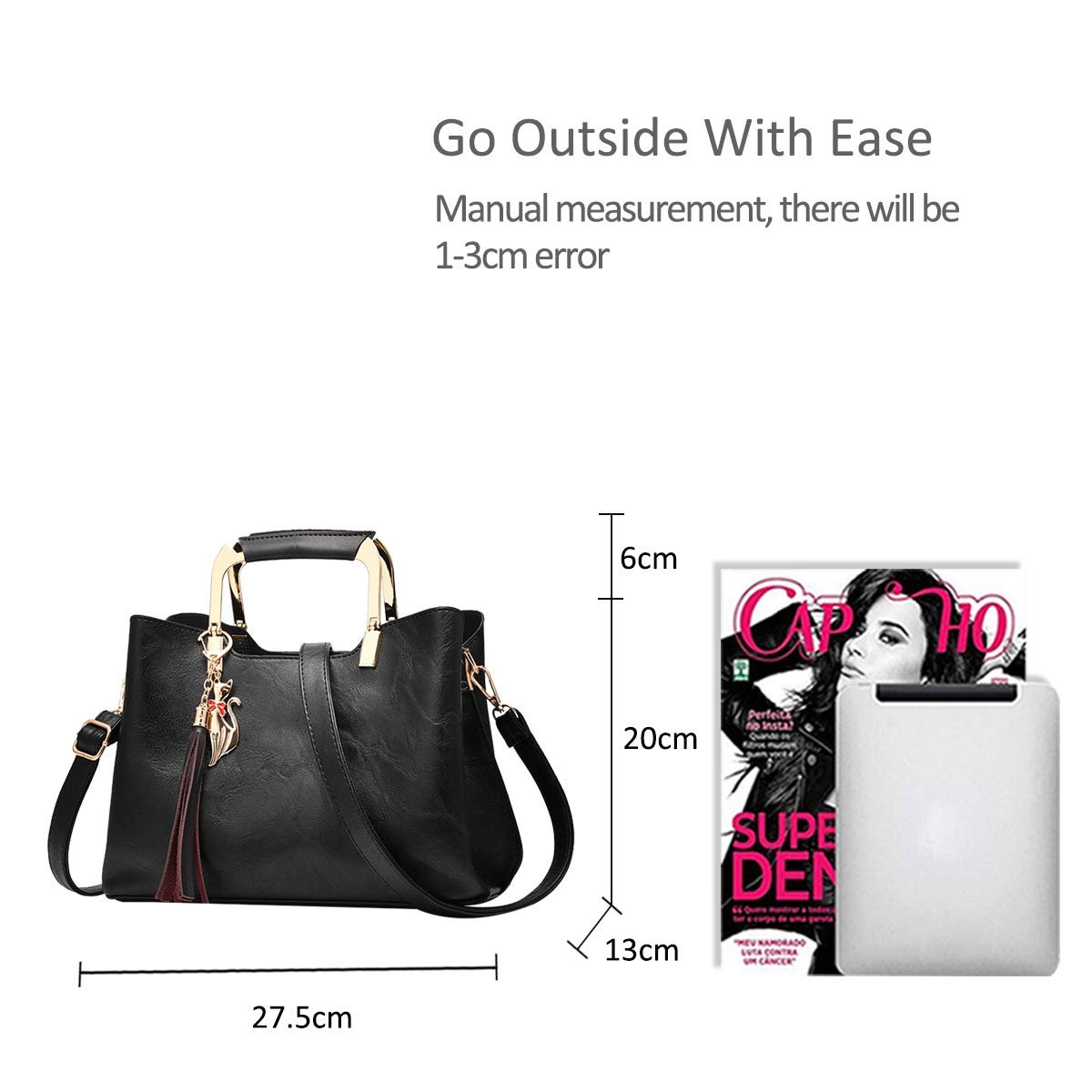 NICOLE&DORIS Женская Сумка с Верхней Ручкой, Сумка через Плечо, Сумка-Тоут с Кисточкой для Женщин, из Полиуретановой Кожи, фото №6