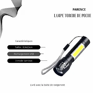 Ліхтар PARENCE. Акумуляторний USB 3 режими: Звичайний Стробоскоп Бічний/Алюмінієвий сплав synthetic.ua - Фото 1