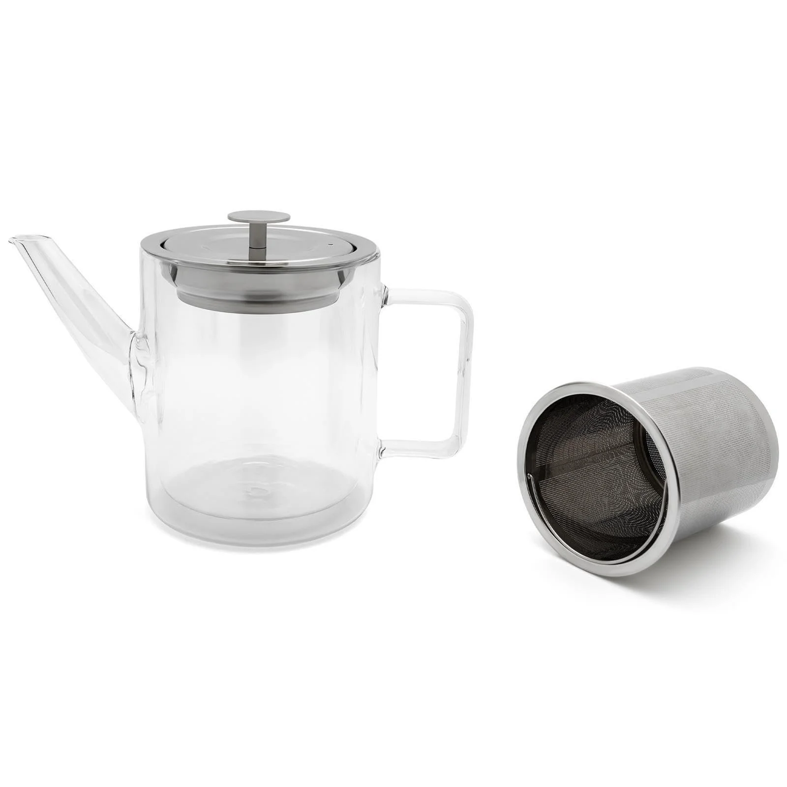 Невеликий скляний Чайник-заварник з подвійними стінками 1.0 літра, фото №5