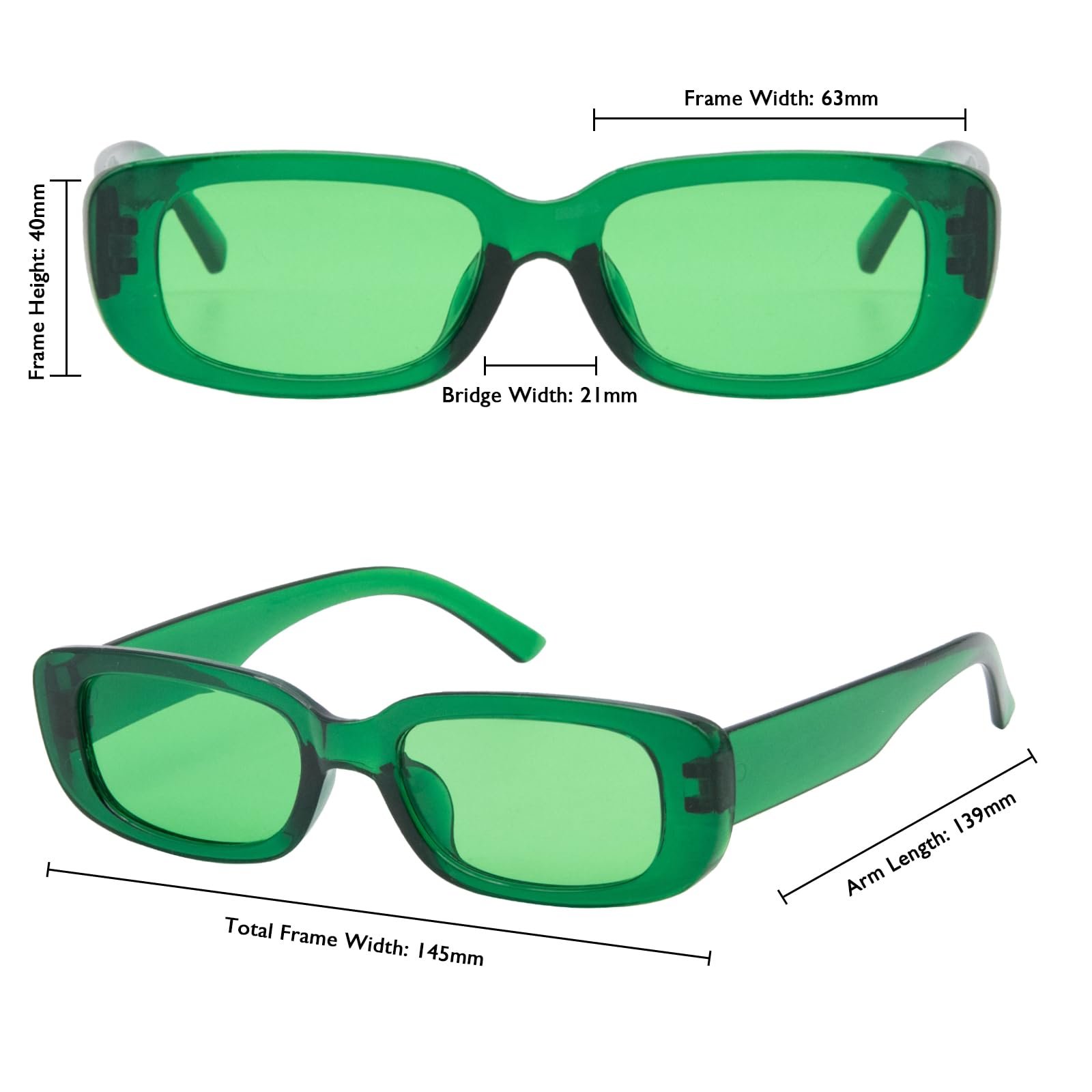 Вінтажні прямокутні сонцезахисні окуляри Long Keeper 10 пар Чорний, фото №2