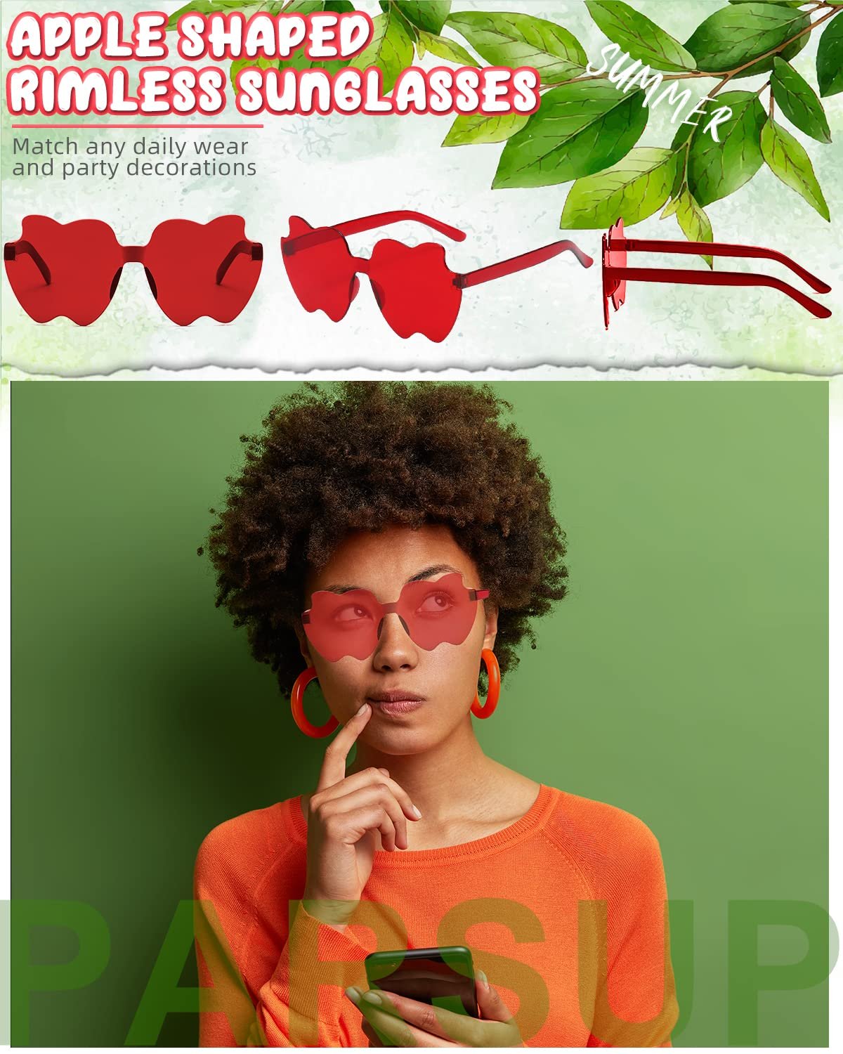 Сонцезахисні Окуляри Безоправні у Формі Яблука 14 пар Різнокольорові, фото №4 Сонцезахисні Окуляри Безоправні у Формі Яблука 14 пар Різнокольорові, фото №4