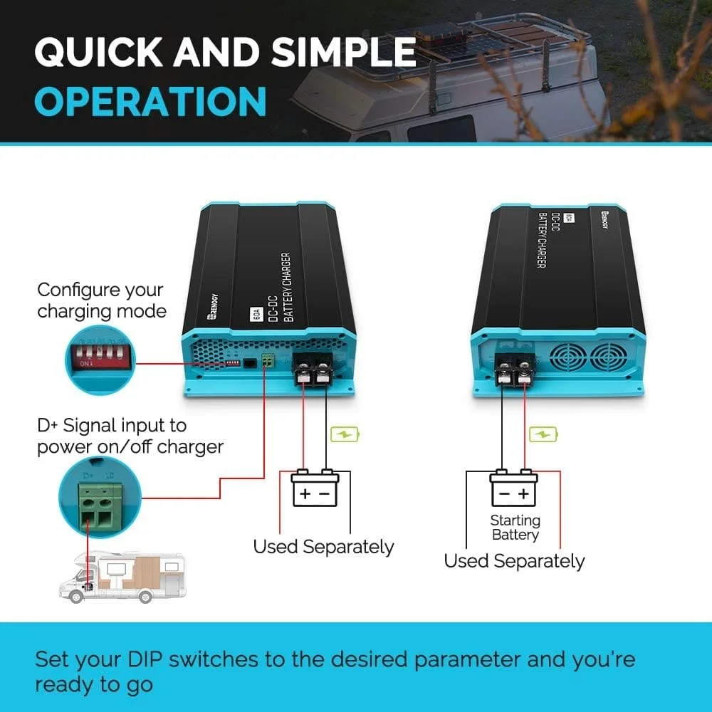 Зарядное устройство для Renogy 12V 60A DC-DC для аккумуляторов Черный, фото №2