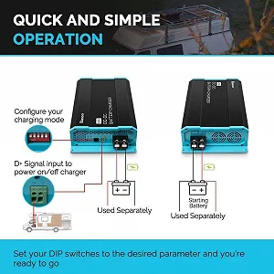 Зарядное устройство для Renogy 12V 60A DC-DC для аккумуляторов Черный synthetic.ua - Фото 1