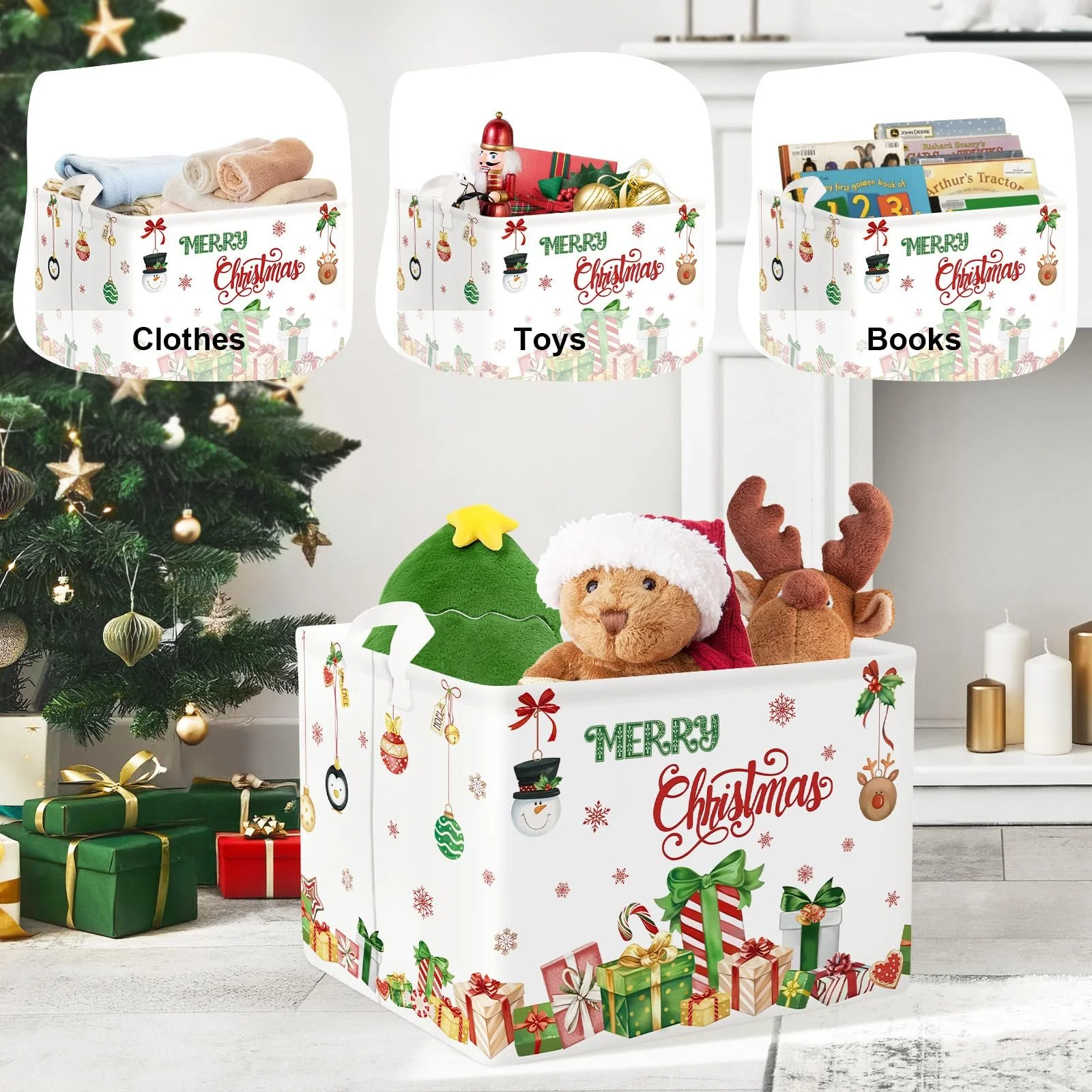 Корзина для игрушек Тип HUUMONSS Reindeer на Рождество для мальчиков и девочек, водонепроницаемая, белый, 36 л, фото №5 Корзина для игрушек Тип HUUMONSS Reindeer на Рождество для мальчиков и девочек, водонепроницаемая, белый, 36 л, фото №5