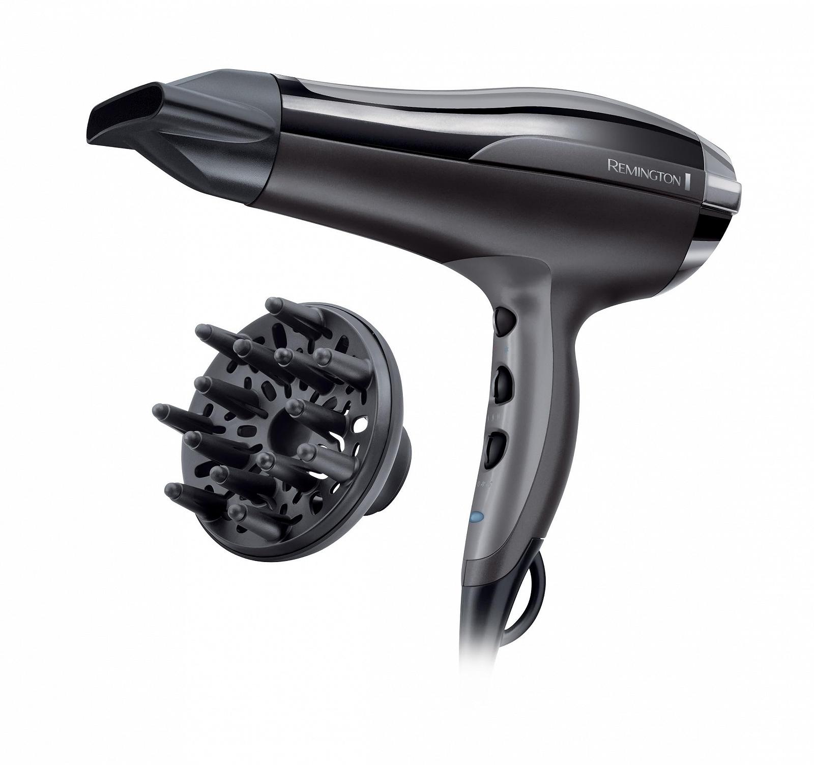 Фен Remington Pro-Air Turbo D5220, 2400 Вт, керамическое турмалиновое кольцо, насадка для укладки, диффузор, черный, фото №1