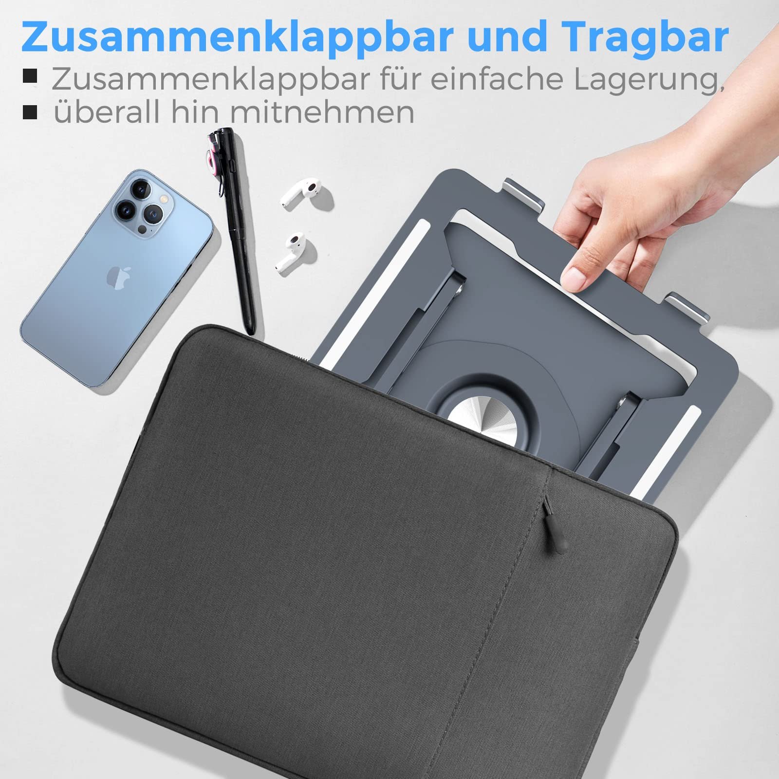 Підставка для ноутбука з круглою основою, що обертається на 360 градусів, ергономічна, вентильована, фото №5