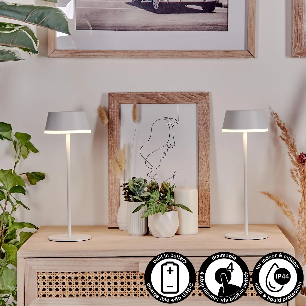 Настільна лампа HOFSTEIN Romdrup LED USB-C IP44 Комплект 2 шт Білий, фото №2