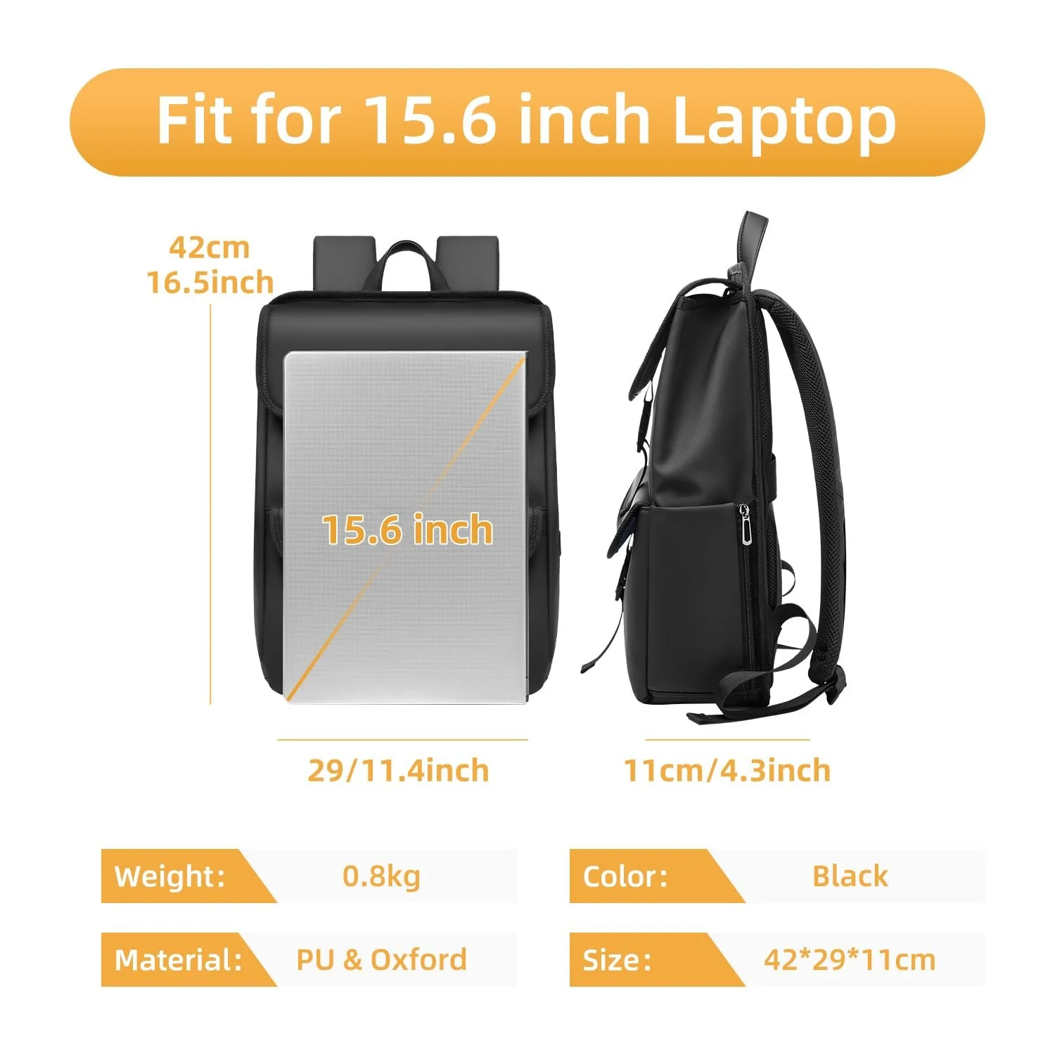 Рюкзак для ноутбука Rolltop 15.6 Inch Waterproof USB Port Elegant Business Modern Black M, фото №2 Рюкзак для ноутбука Rolltop 15.6 Inch Waterproof USB Port Elegant Business Modern Black M, фото №2