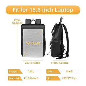 Рюкзак для ноутбука Rolltop 15.6 Inch Waterproof USB Port Elegant Business Modern Black M synthetic.ua - Фото 1