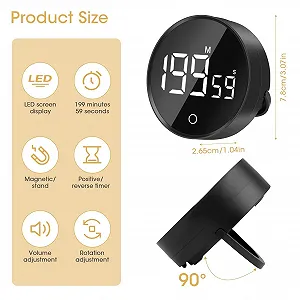 Цифровой кухонный таймер Egg Timer Магнитный 120 минут LED Black synthetic.ua - Фото 1