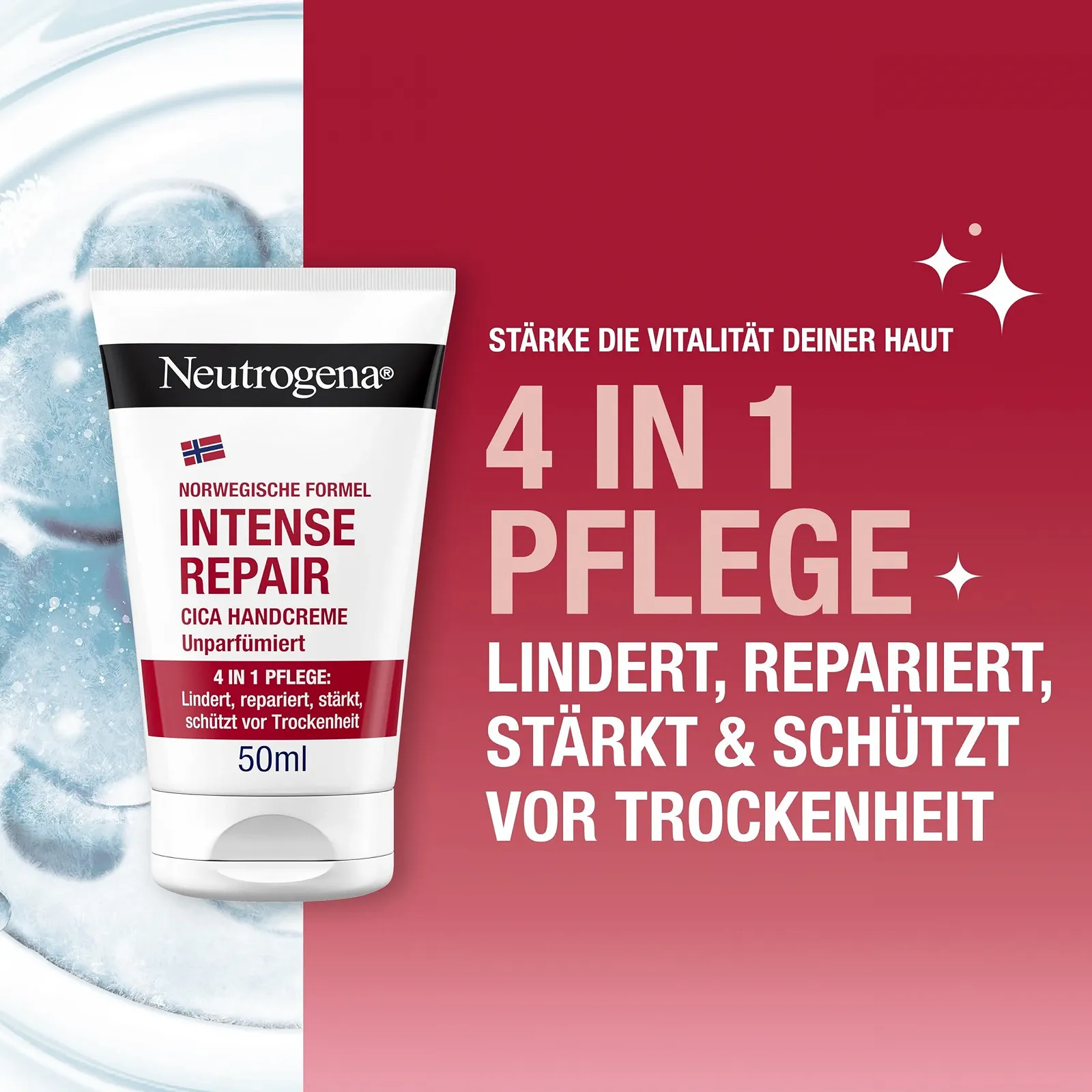 Крем для рук Neutrogena Intense Repair Cica Зволожуючий крем з 45% гліцерином + Centella Asiatica для дуже сухої, сверблячої шкіри рук, фото №2