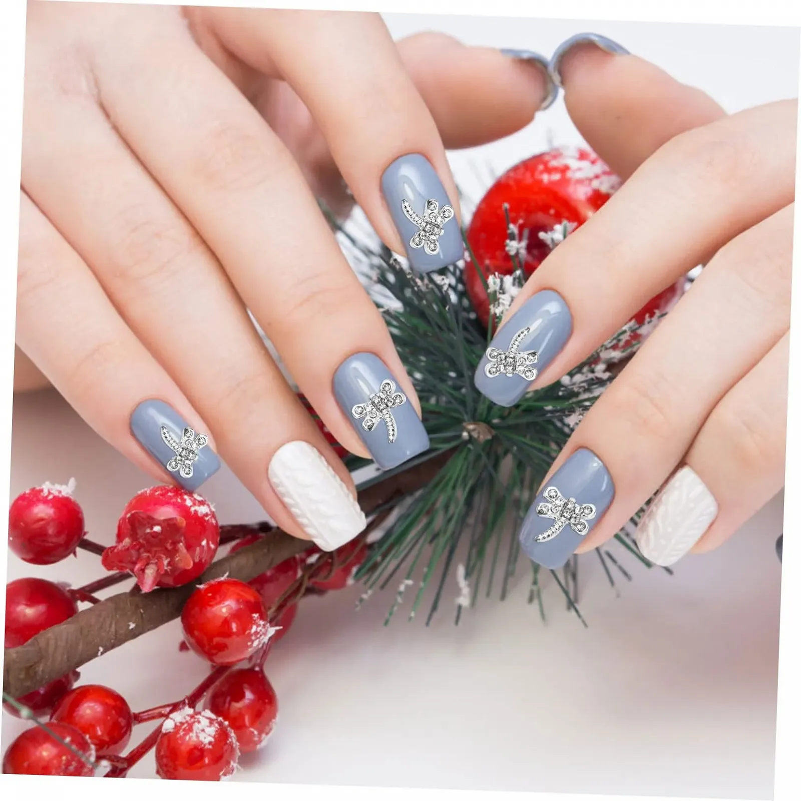 Украшение для ногтей Стрекоза Металл Кристалл 20 шт., фото №5