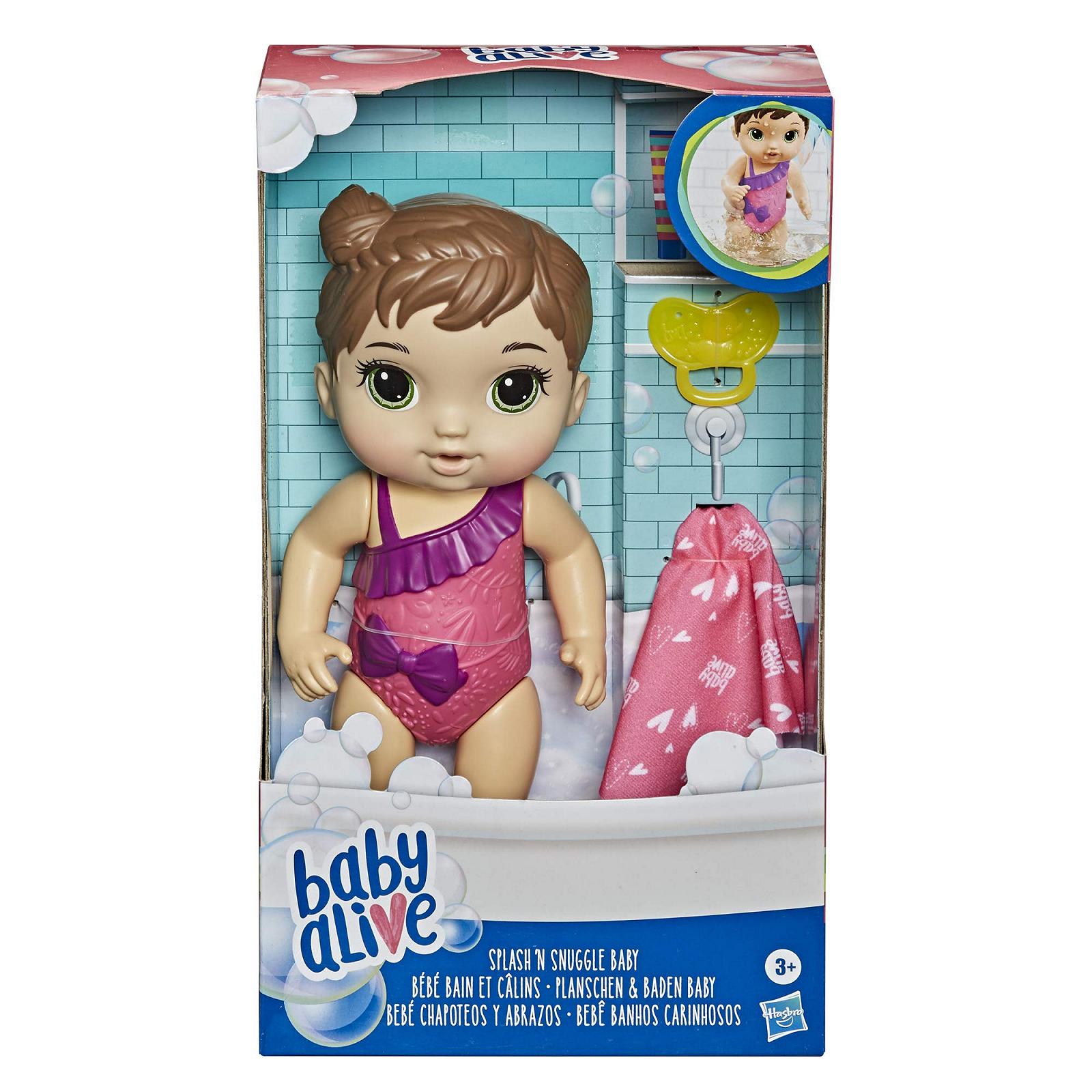 Кукла Hasbro Baby Alive Splash'n Snuggle Baby с аксессуарами для игры в воде Коричневые волосы, фото №1