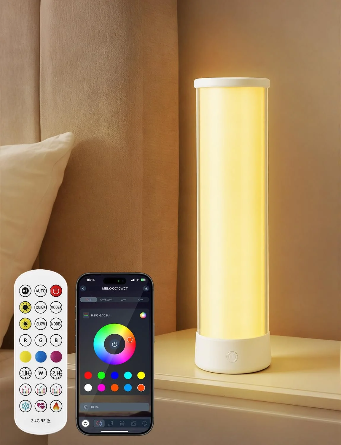 Розумна настільна лампа LED 4000 mAh акумуляторна з пультом та додатком 16 млн кольорів, фото №1