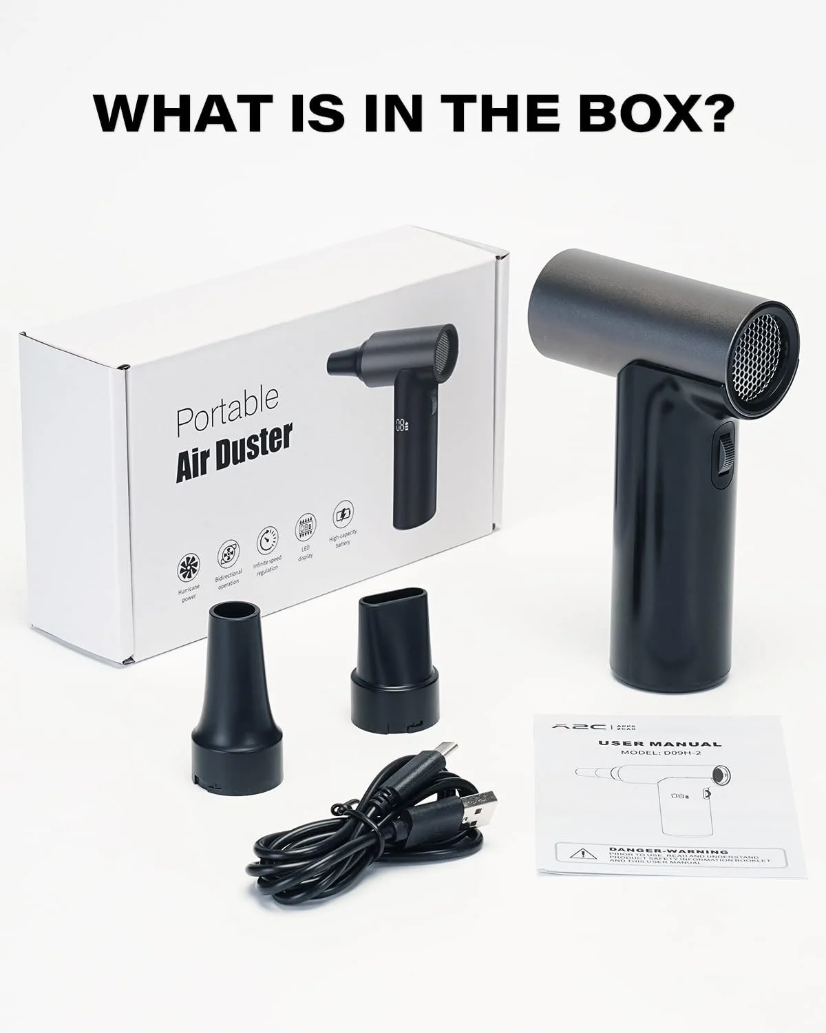 Повітряна повітродувка APPS2Car 130000 RPM 1-10 швидкостей LED-дисплей Type-C Акумуляторна Чорний, фото №8