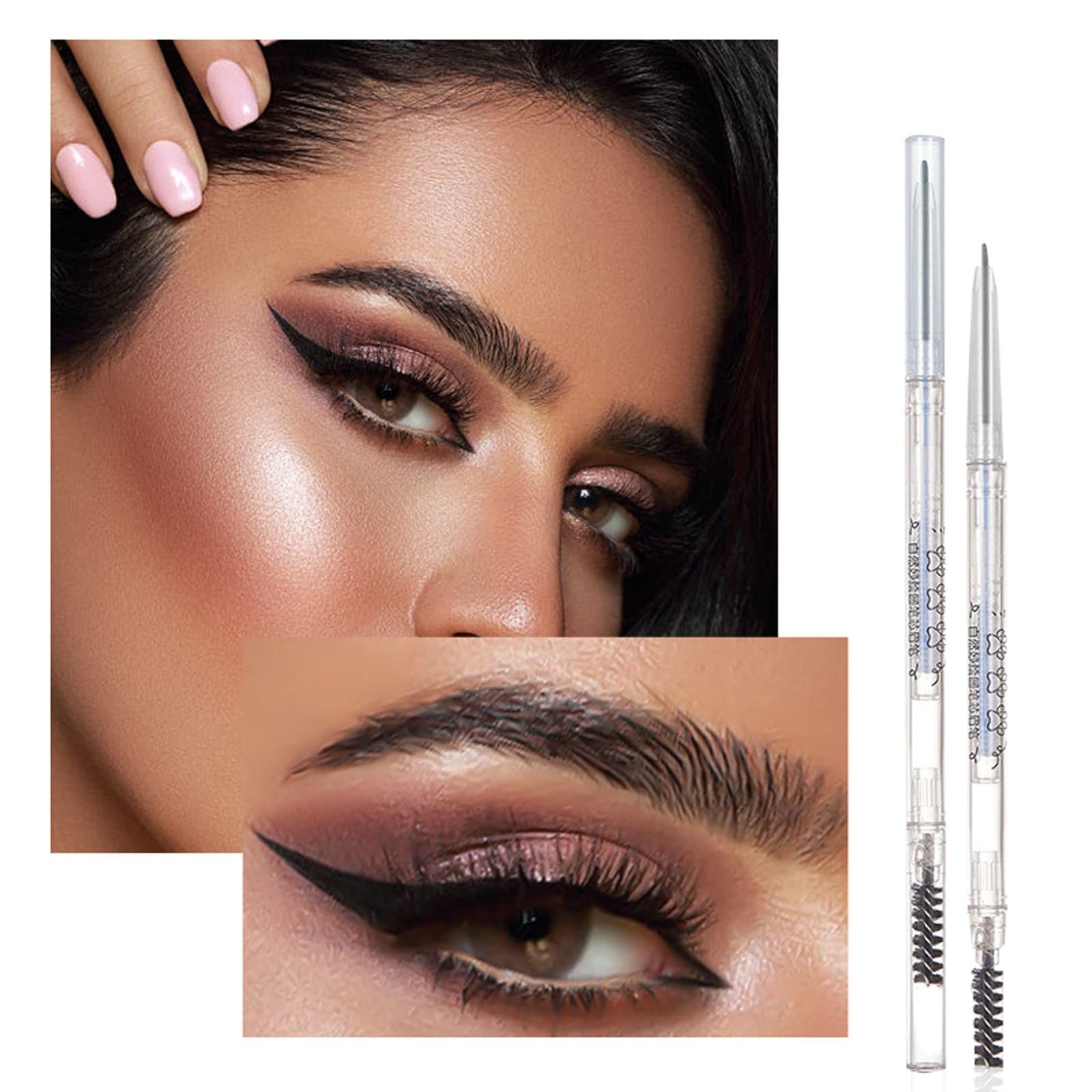 Олівець для брів Black Водостійкий Жиротривкий Двосторонній Автоматичний Щіточка Кришка (A, Один розмір), фото №4