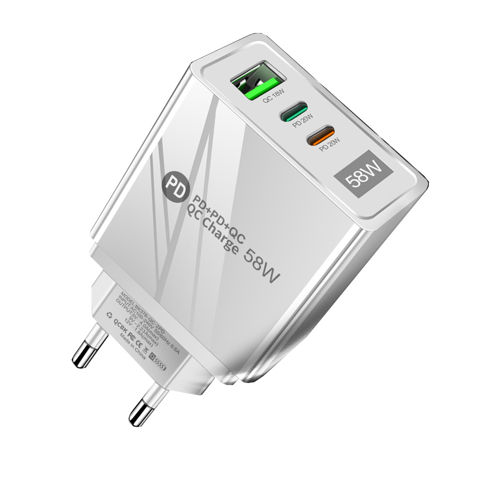 Сетевое зарядное устройство Mirrow USB 2-Type-C Super Charge/Quick Charge 3.0 PD 58W White, фото №1