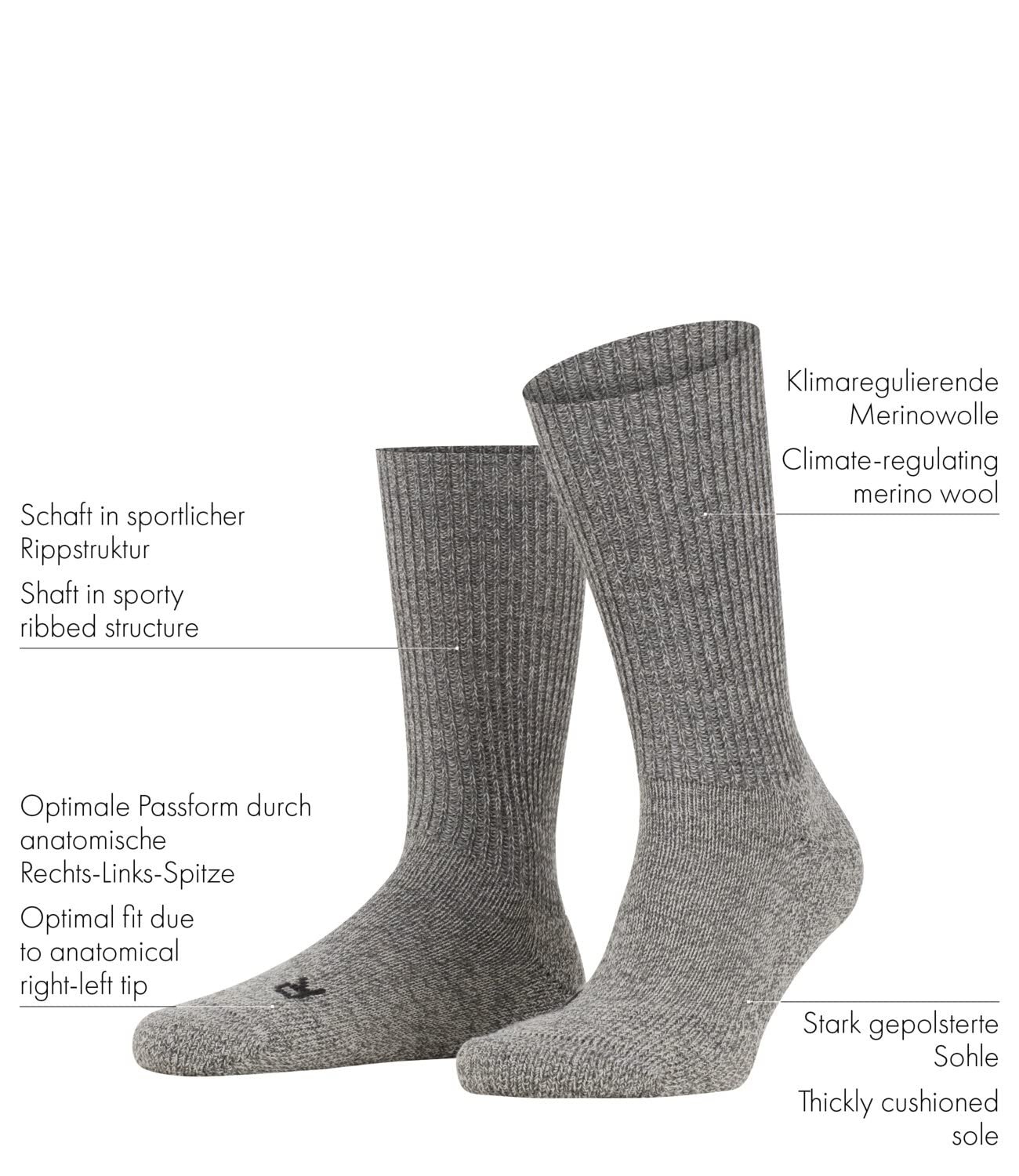 Шкарпетки Falke Walkie Ergo Унісекс Вовна Функціональний Матеріал Довгі Теплі 1 Пара, фото №3