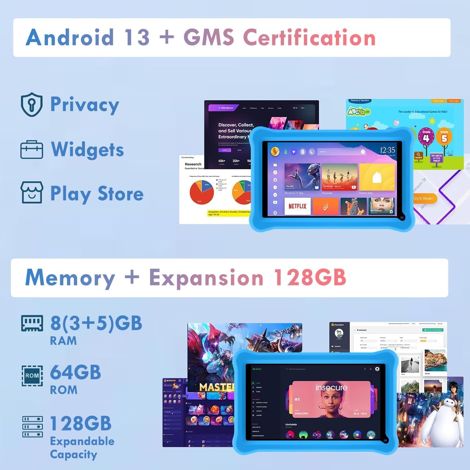 Планшет 7" SANNUO K708 3+5/64Gb 4 ядра Android 13 4000 mAh Сірий, фото №2