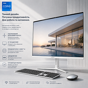 Моноблок 27" Medion (Lenovo Group) Akoya E27403 | Intel Core i5-1135G7 | IPS (1920x1080) FullHD | RAM 16 ГБ | SSD NVME 512 ГБ | Intel Iris Xe Graphics | Wi-Fi 5 | Bluetooth 5.0 | Тонкий корпус | Win11 (5192) - Фото 1