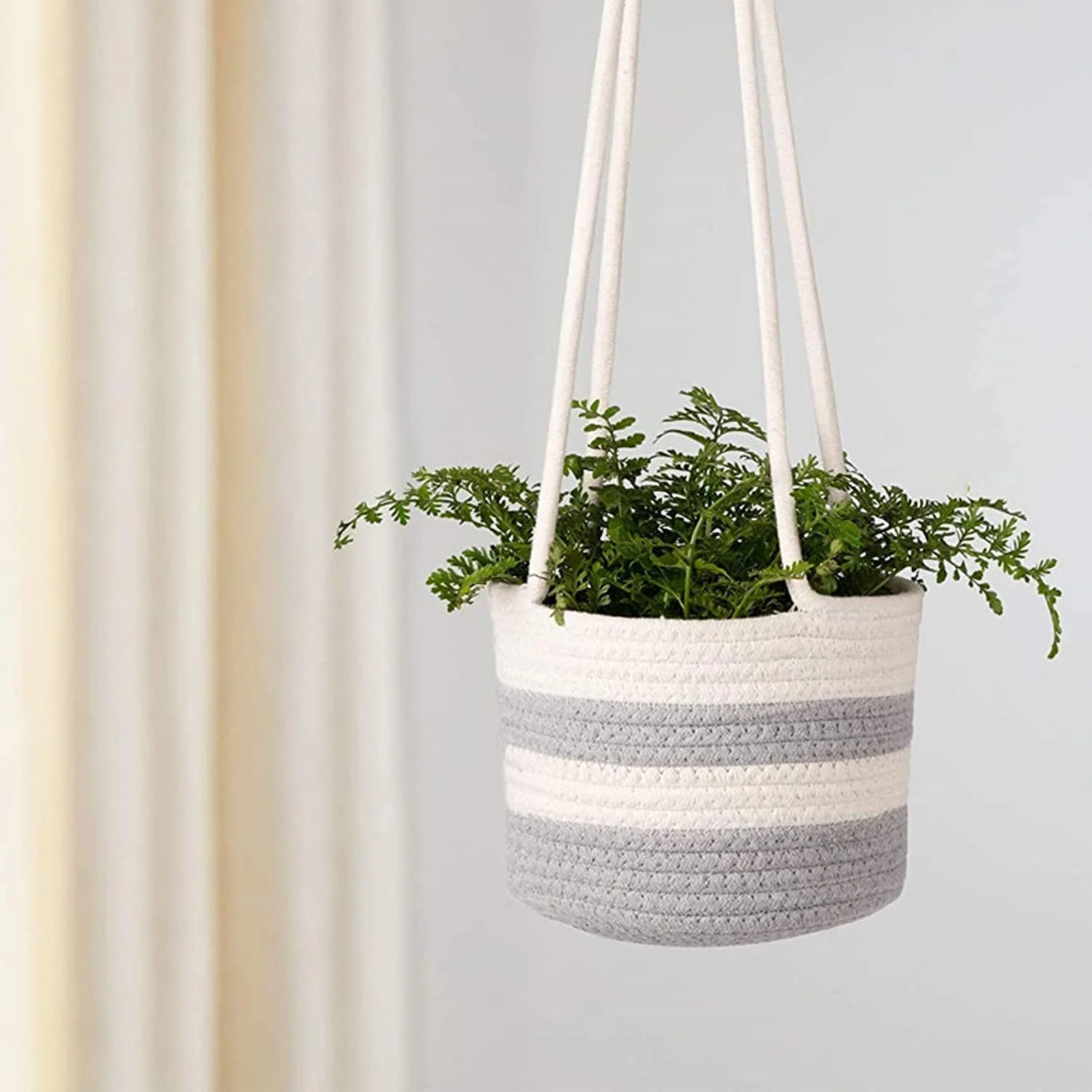 Підвіс для рослин макраме Ручна робота Бавовняна мотузка Декоративний, фото №6