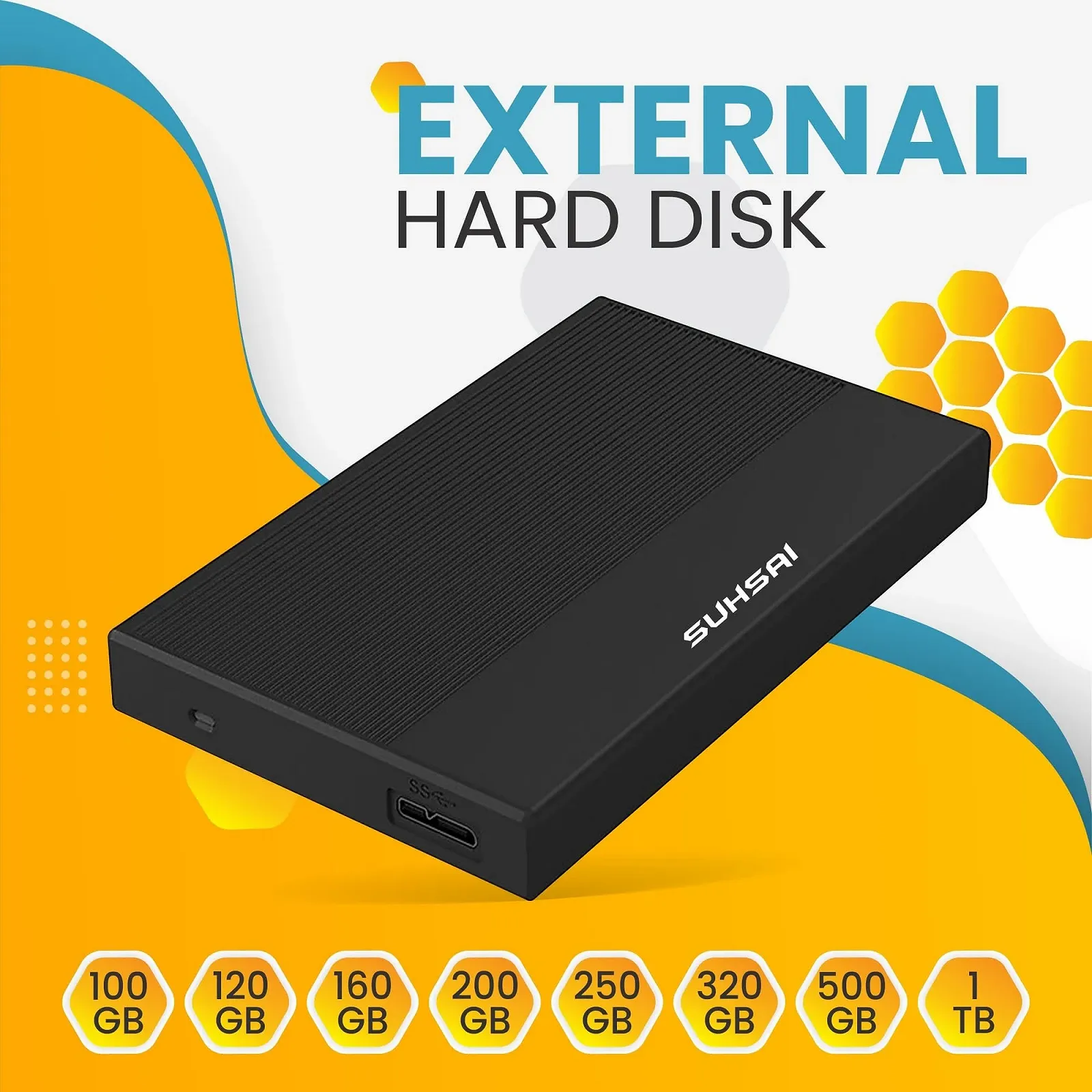 Внешний жесткий диск SUHSAI 320GB USB 3.0 Black, фото №5