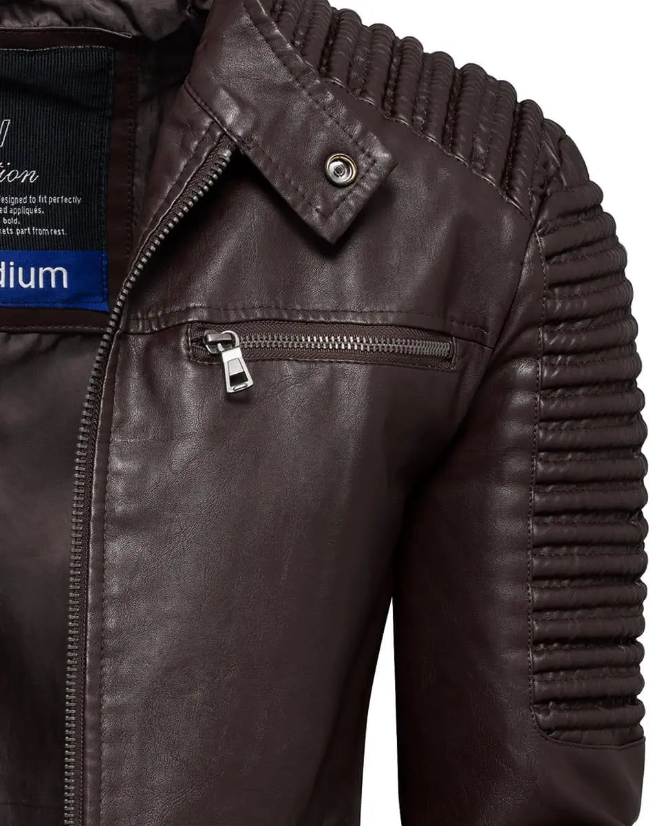 Чоловіча куртка з еко-шкіри Recea - Темно-коричнева - L, фото №3