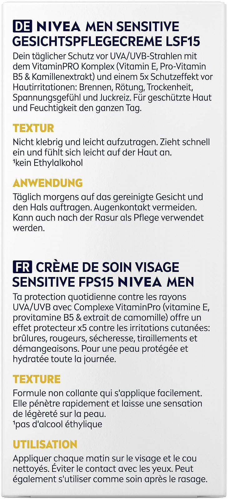 Крем для обличчя NIVEA MEN Sensitive SPF 15 зволожувальний для чутливої шкіри 75 мл, фото №10 Крем для обличчя NIVEA MEN Sensitive SPF 15 зволожувальний для чутливої шкіри 75 мл, фото №10