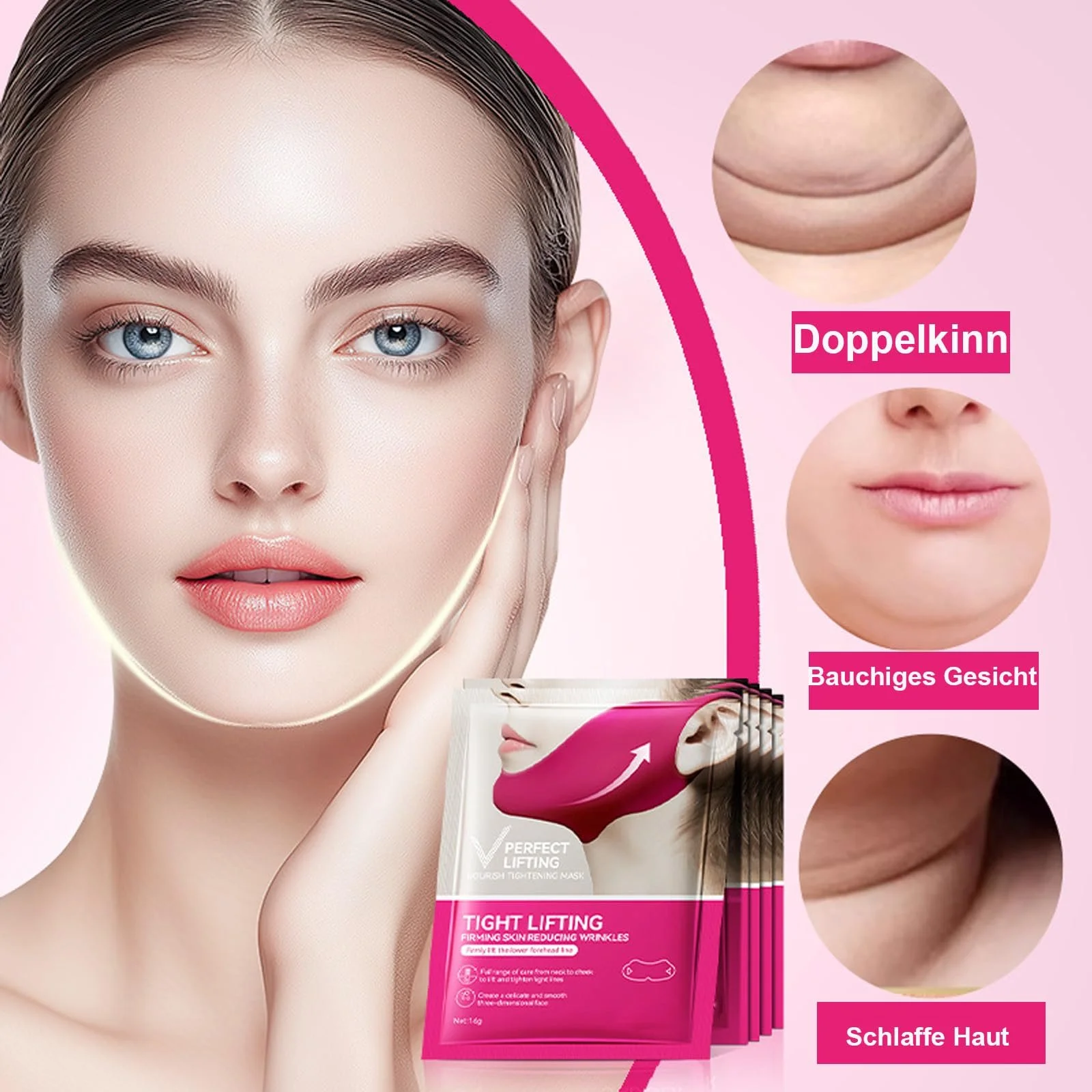 Маска для підтяжки підборіддя Soleneva 6 x Tight Lifting Double Chin Mask, для формування V-подібного контуру обличчя, фото №2