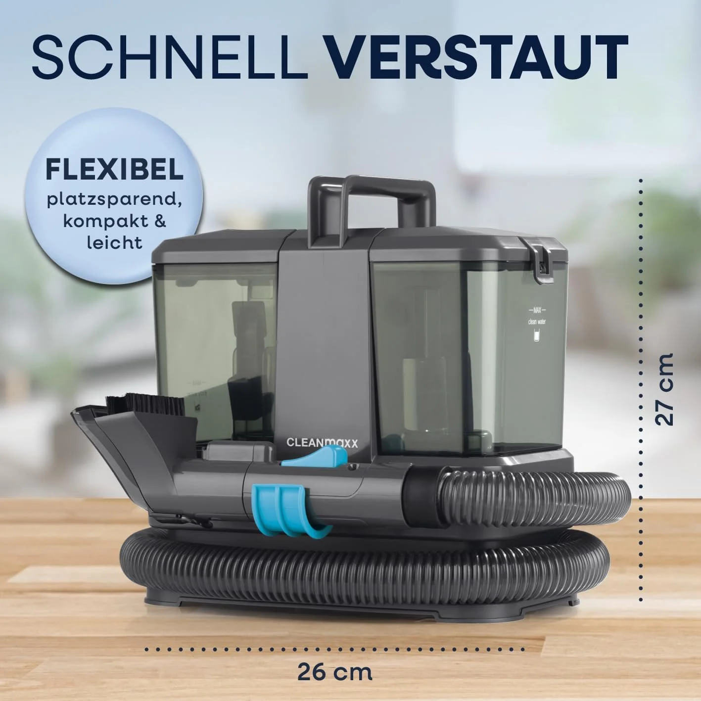 Очисник для оббивки та килимів CLEANmaxx Compact 3-в-1 Подвійна система баків, фото №8