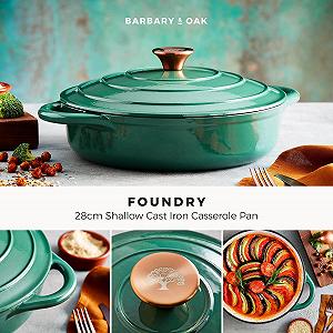 Жаровня Barbary & Oak BO800253GRN чугунная эмалированная 28 см зеленая synthetic.ua - Фото 1