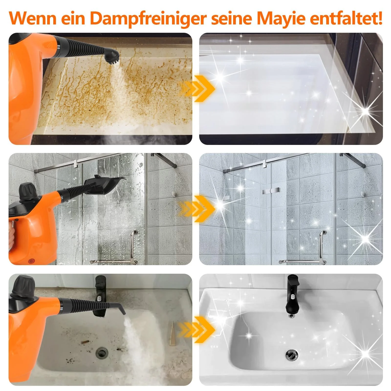 Ручний пароочисник 1050 Вт 11 аксесуарів 3,5 Бар 450 мл 105 °C, фото №4