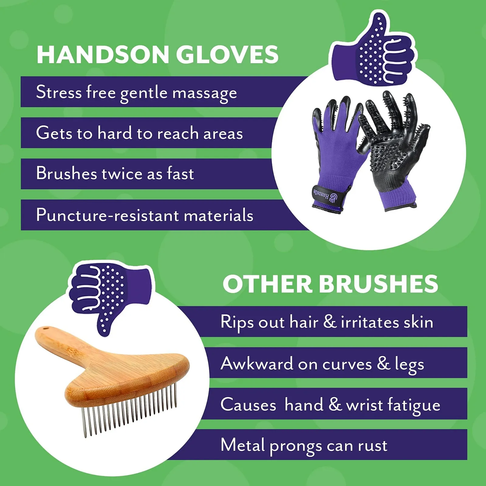 Рукавички для догляду за тваринами H HANDSON Mono Purple Small, фото №6 Рукавички для догляду за тваринами H HANDSON Mono Purple Small, фото №6