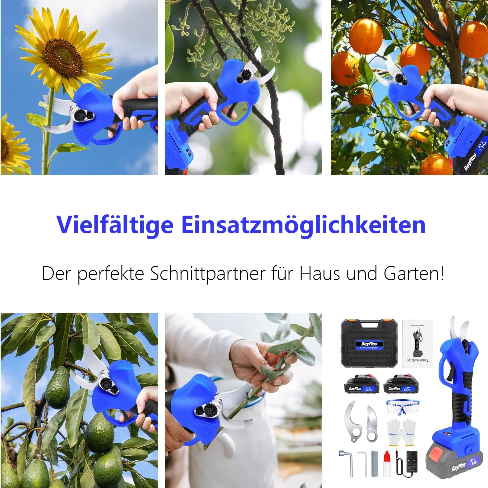 Електричні секатори 21 V, максимальний діаметр гілок 25 мм, з 1 акумулятором 1,5 Ah, фото №7 Електричні секатори 21 V, максимальний діаметр гілок 25 мм, з 1 акумулятором 1,5 Ah, фото №7