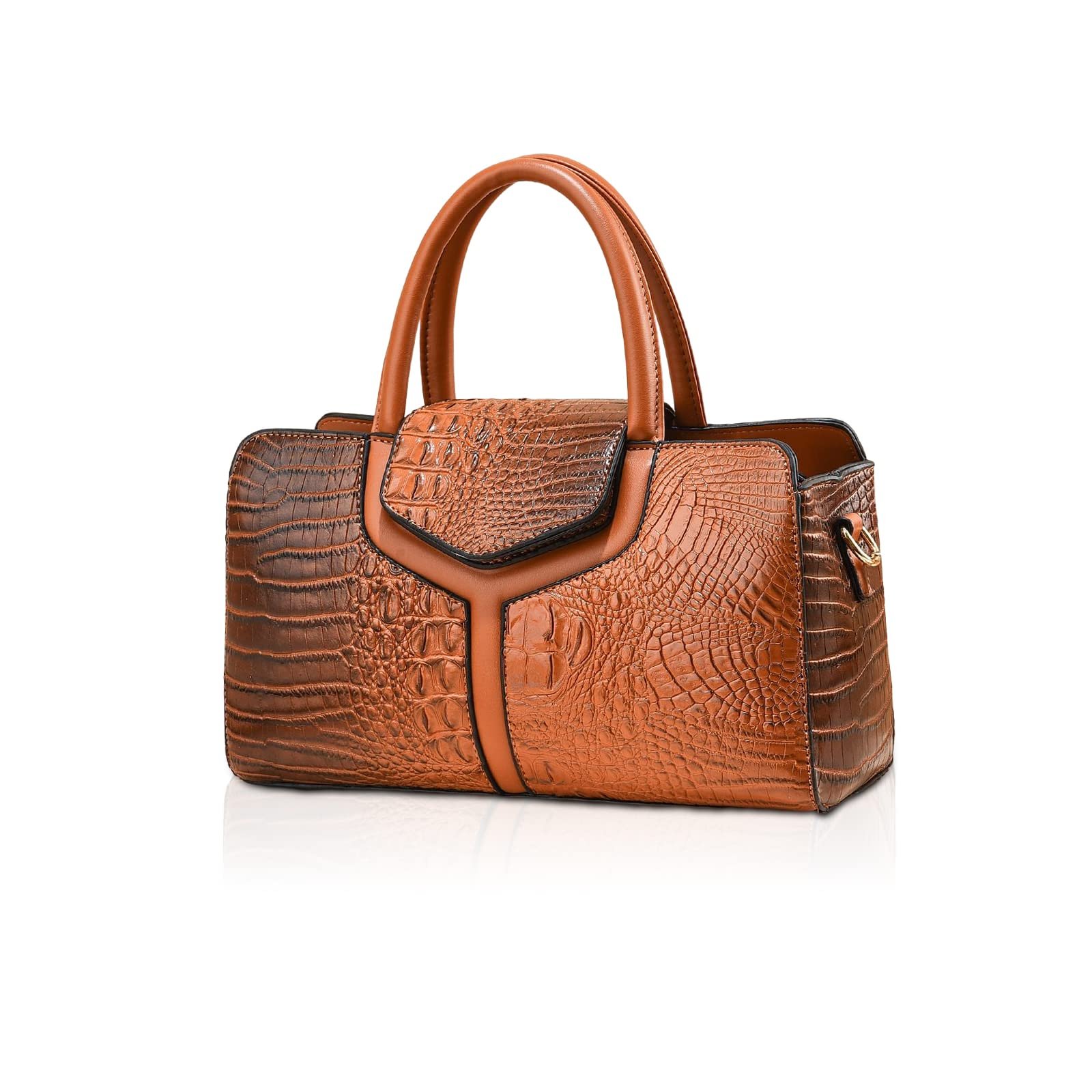 Сумка з верхньою ручкою NICOLE & DORIS, з крокодиловим візерунком, коричнева, елегантна, фото №1