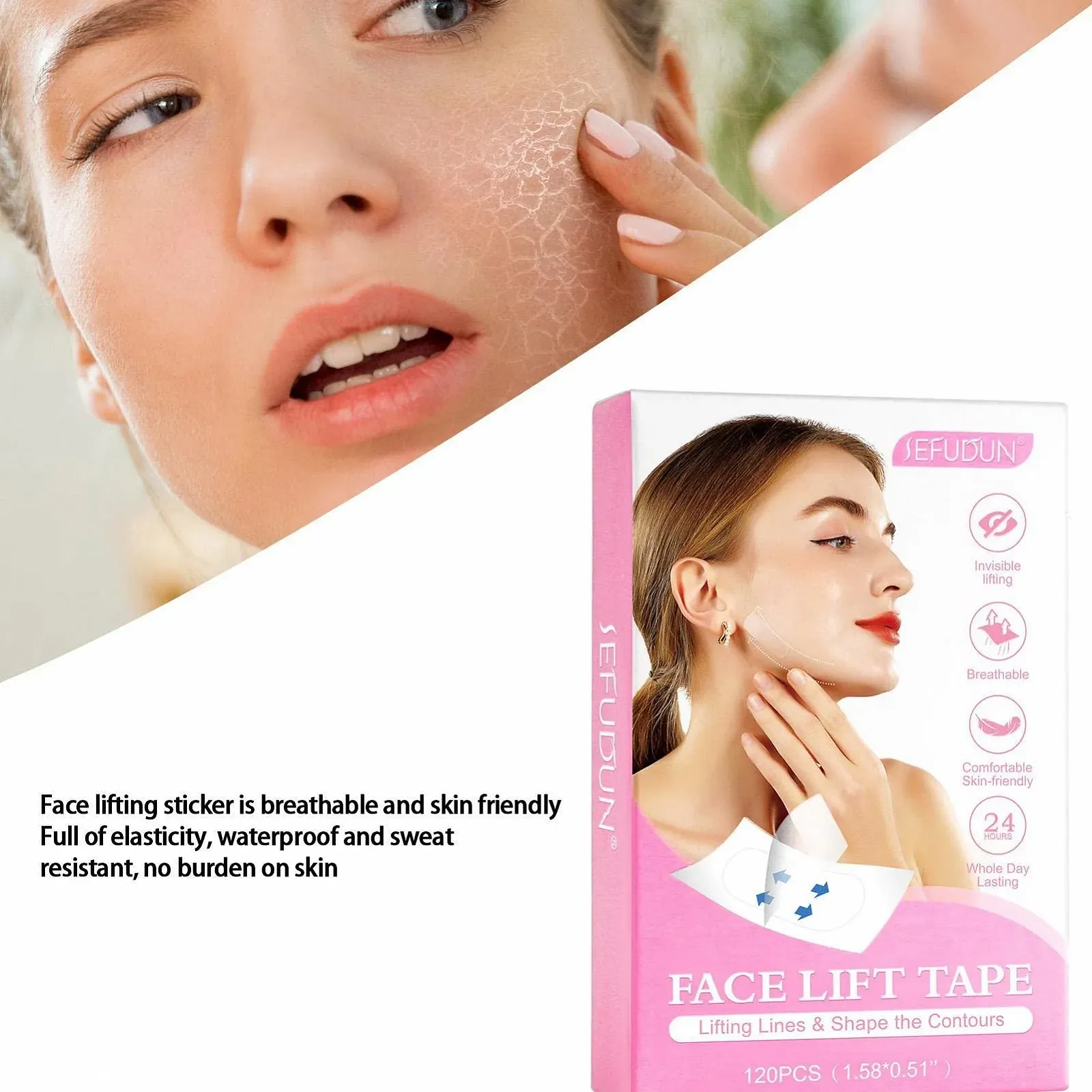 Стрічки для підтяжки обличчя Без бренду 120 шт. для V-подібної форми обличчя, фото №3