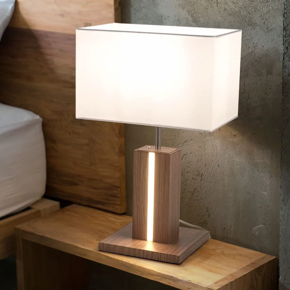 Настільна лампа LeuchtenDirekt Імітація дерева 1x E27+5 Вт-600 лм Димована Біла, фото №4